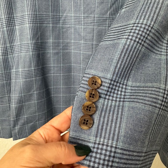 Oak Hill Premium Italian Fabric Blazer Mens 56 LNG Blue Plaid Sport Coat Wool - Picture 8 of 13